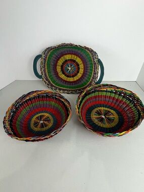 Vintage African Handmade Telephone Wire Baskets